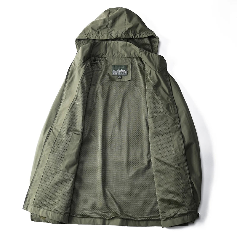 Men Tactical Jacket Waterproof Outdoor Hooded Coat